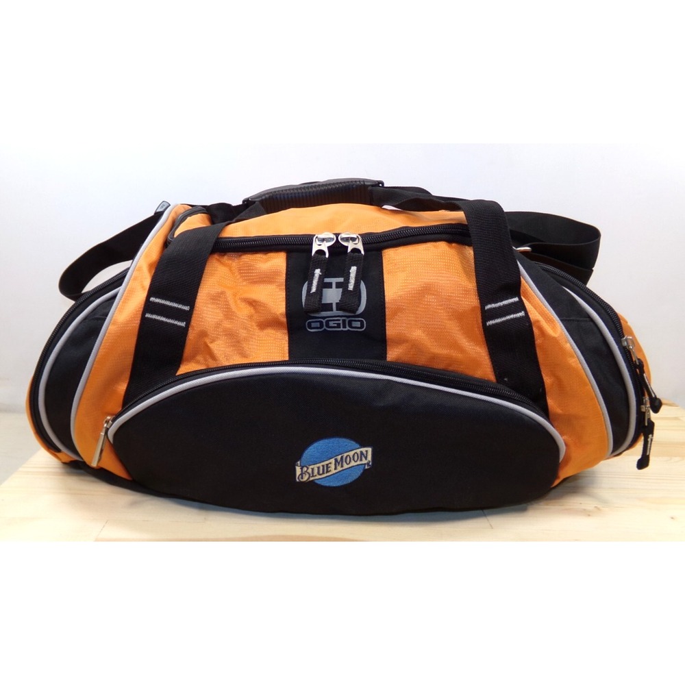 OGIO Crunch Travel Duffel Bag Blue Moon Beer Logo Orange Dome Duffle